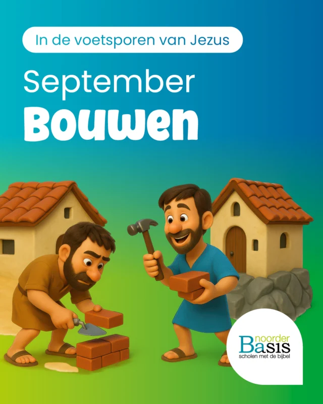 We zijn vandaag begonnen met het jaarthema: In de voetsporen van Jezus. De maand september gaat over bouwen. Als je je huis op een rots bouwt, zal het stevig blijven staan in regen en wind. Als je een huis op het zand bouwt, spoelt het weg en stort het in als de regen en de storm komt. Dus: Bouw je huis op Jezus de rots. Dan daalt Gods zegen neer en stijgt ons gebed op.