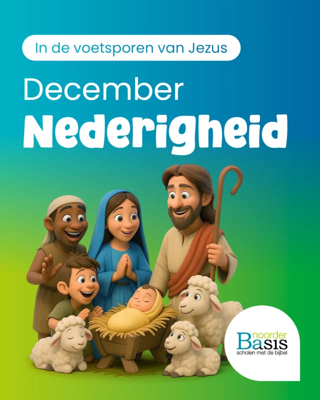 Gisteren openden we de maand december met het thema Nederigheid. Jezus kwam naar de aarde, als heel gewone baby, met een heel gewone vader en een heel gewone moeder. Geen pracht en praal, niet het beste van het beste. Jezus zei niet "kijk eens wat ik kan?" En zo is Hij een voorbeeld voor ons: We leren van Hem dat wij ook heel gewoon mogen zijn. Niemand hoeft de beste te zijn en we helpen elkaar!